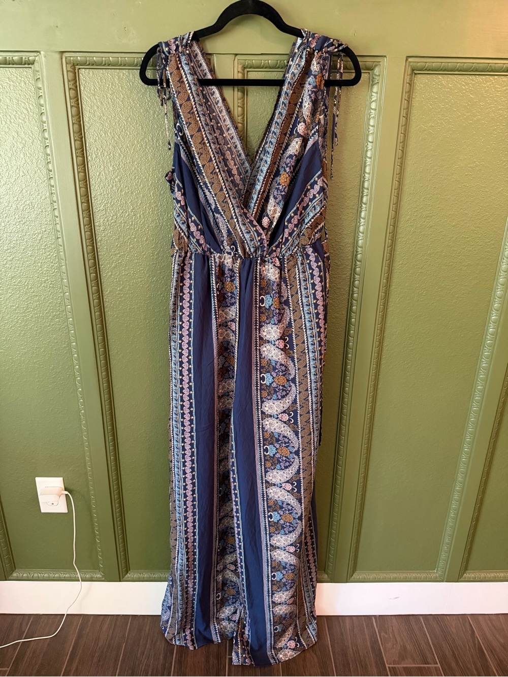 Vici Sleeveless Blue Patterned Romper